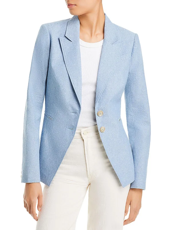 Chelsee Womens Linen Suit Separate Two-Button Blazer