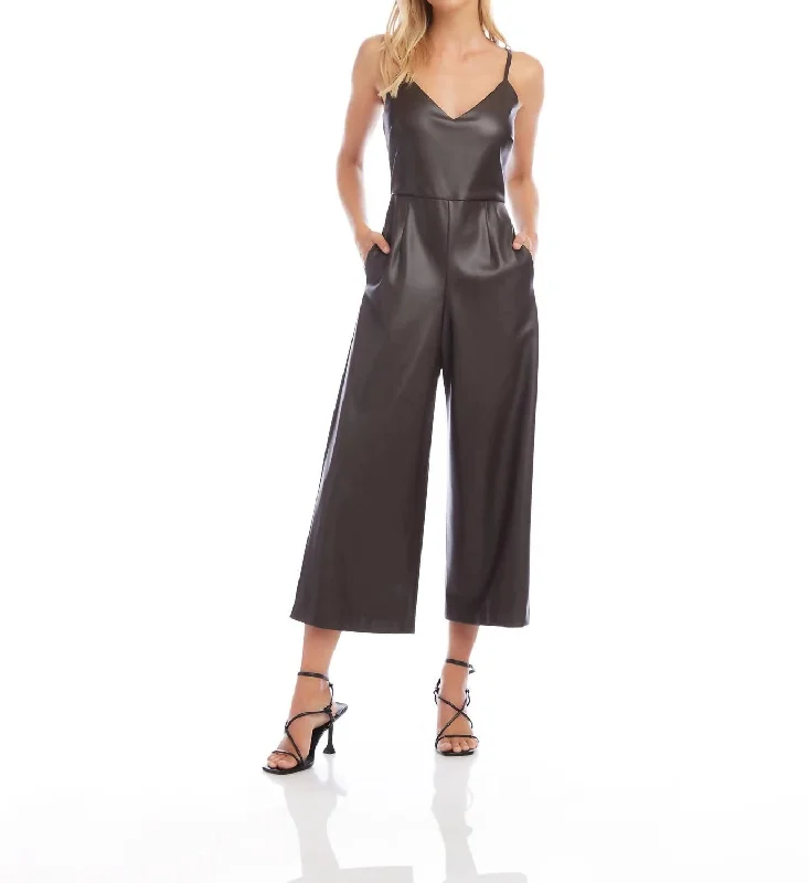 Cropped Jumpsuit In Brown