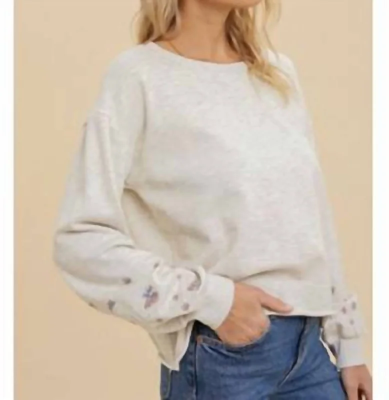 Embroidered Sweatshirt In Grey