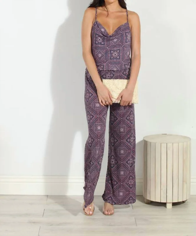 Kersa Cowl Jumpsuit In Multicolor