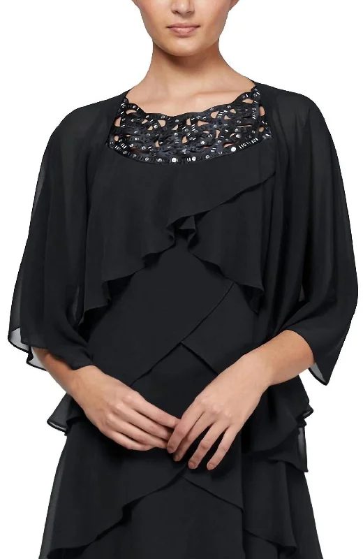 Multi Wear Chiffon Shawl In Black