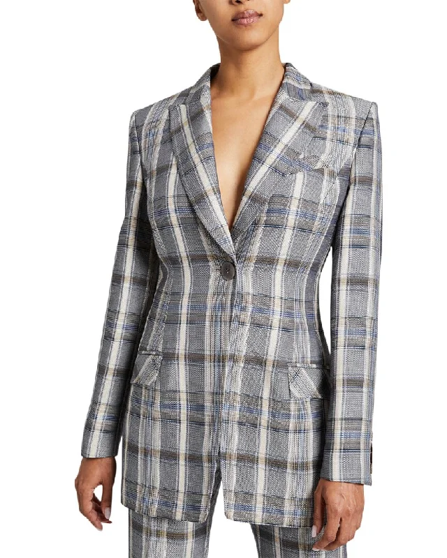 Santorelli Nelli Single-Button Linen-Blend Jacket