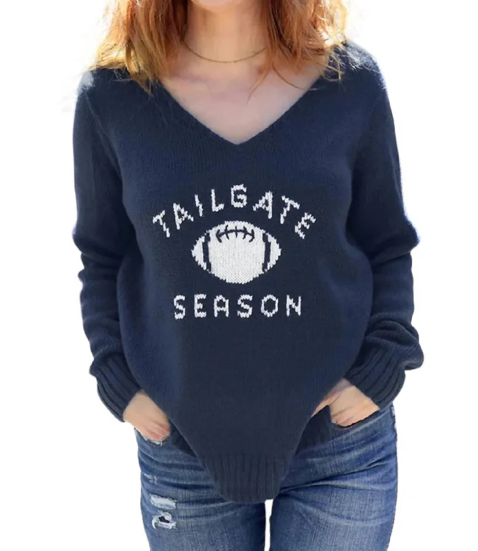 Tailgate Season Sweater In Navy