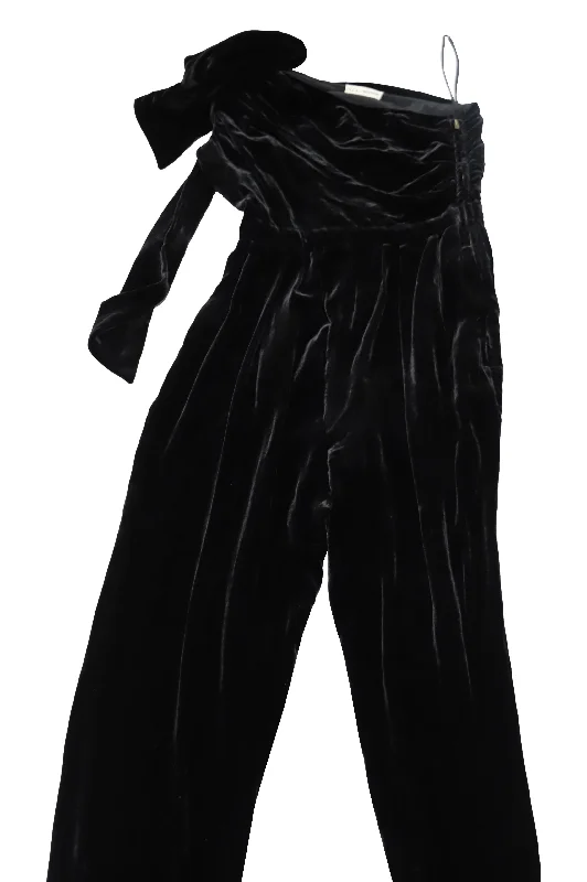 Ulla Johnson Tess One Shoulder Jumpsuit in Black Velvet