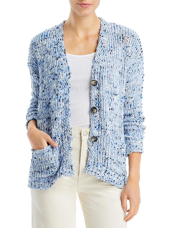 Womens Chenille Space Dye Cardigan Sweater