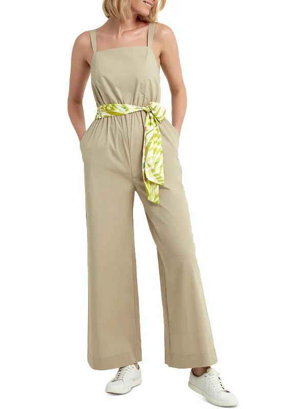 Womens Ruched Square Neck Jumpsuit