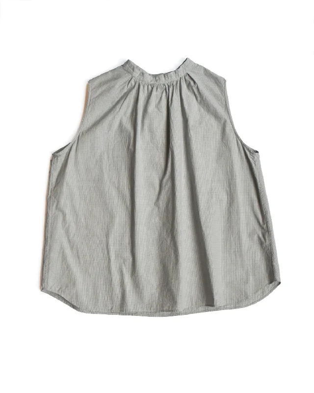 Chimala Grey Micro Plaid Sleeveless Blouse