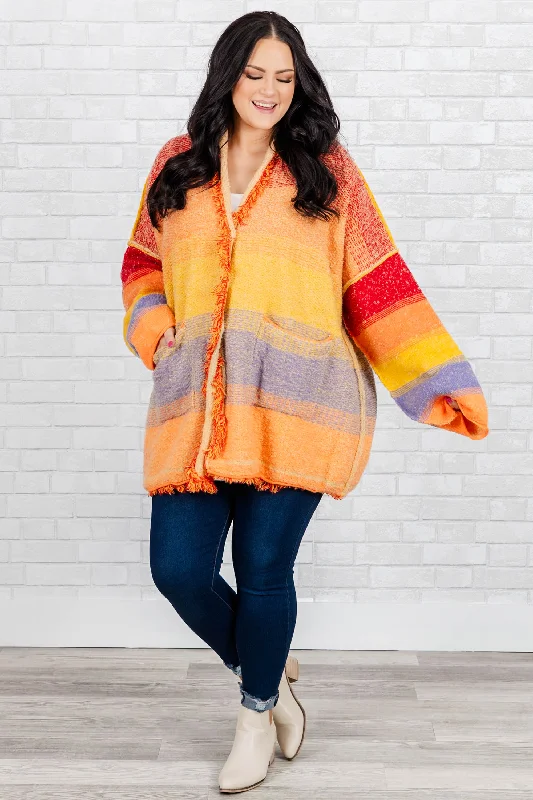 Come Walk With Me Cardigan, Orange Multi