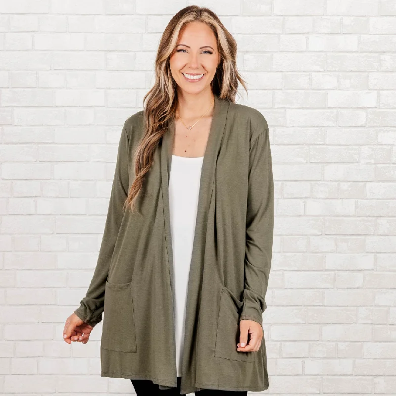 Kindness And Compassion Cardigan, Light Olive