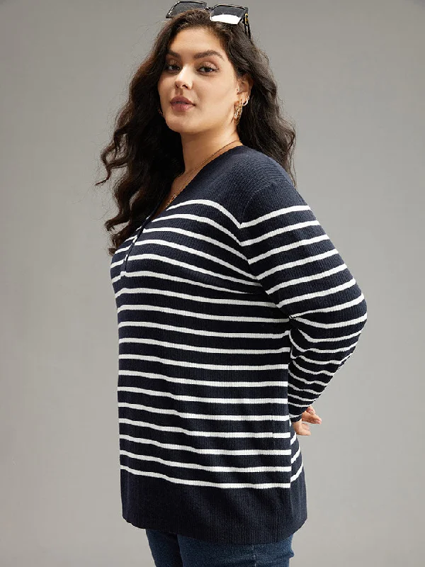 Supersoft Essentials Striped Button Through Pullover