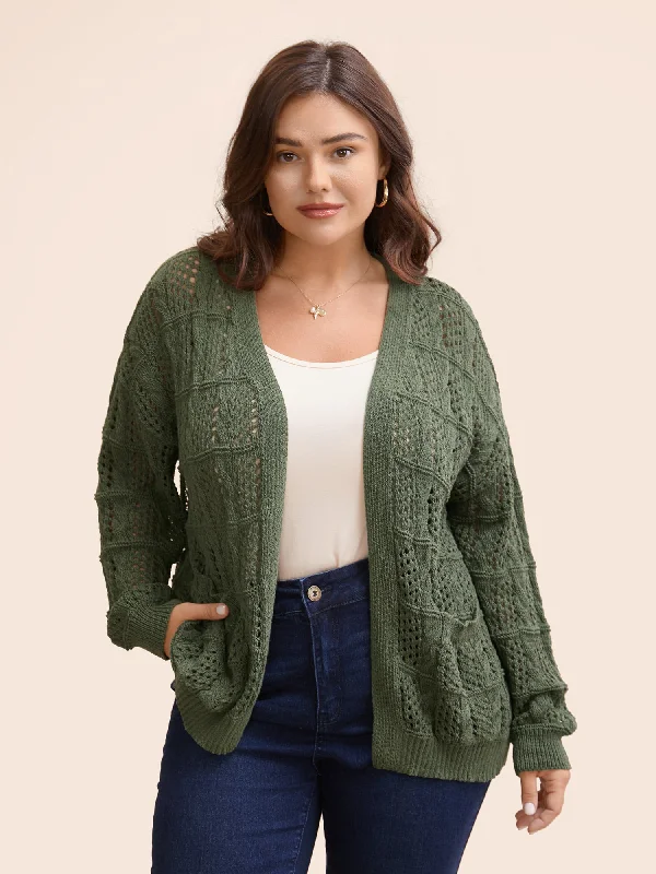 Textured Cable Knit Pocket Cardigan